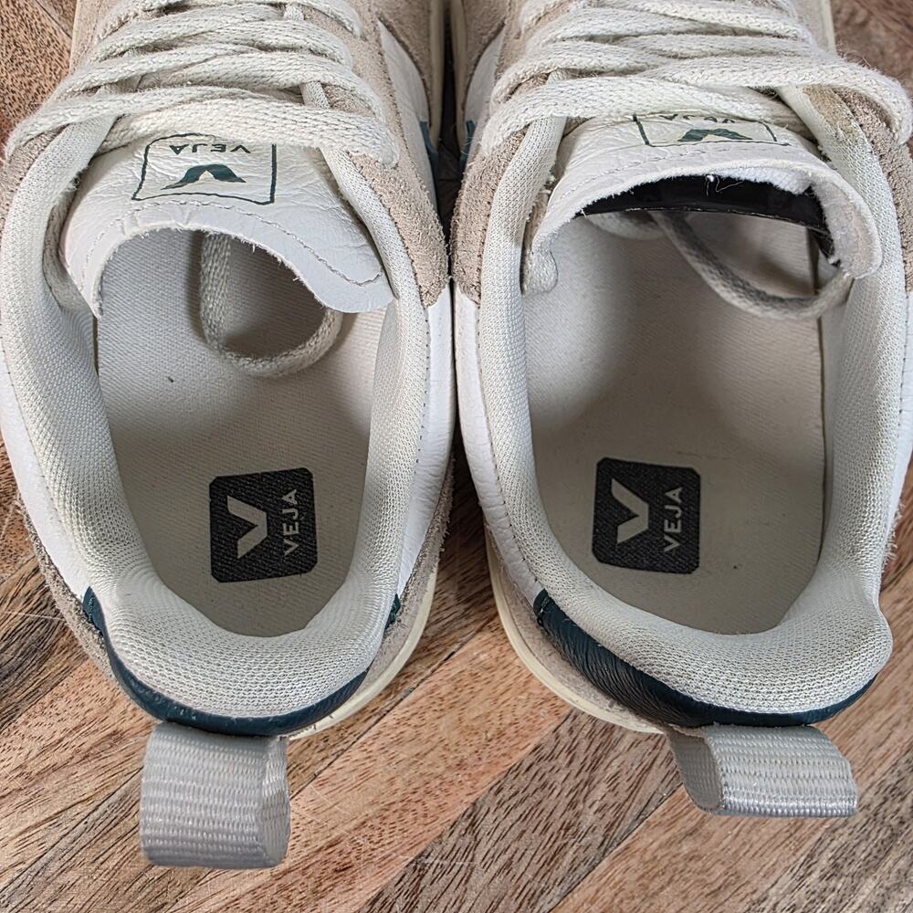 Veja Kids Sneakers in White, Tan & Dark Green - Picture 6 of 10